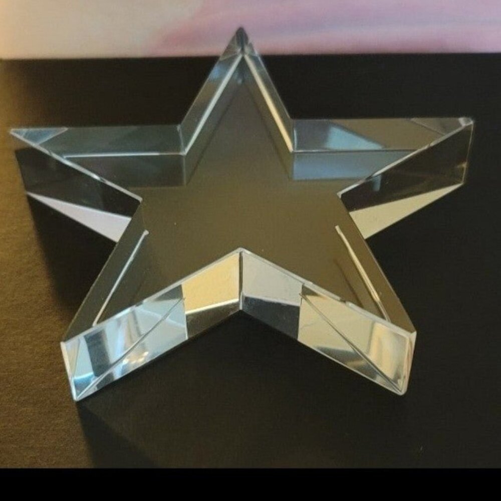 Vintage Crystal Glass Star Paperweight & Gift Box